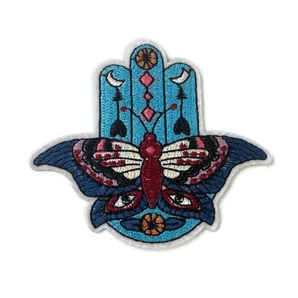 Hamsa Butterfly Embroidered Patch - Picture 1 of 3